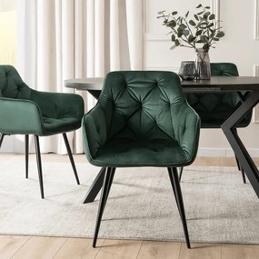 Krzesło Tapicerowane do Salonu MODESTO Zielone Welurowe Nowoczesne Loft
