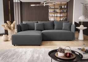 Grafitowa Rozkładana Sofa Narożna Z Pojemnikiem M3-N29