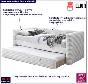 Podwójne  łóżko kremowe z wysuwanym  stelażem - Tafos
