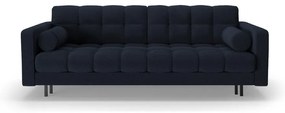 Ciemnoniebieska rozkładana sofa ze schowkiem z materiału bouclé 222 cm Bali – Cosmopolitan Design