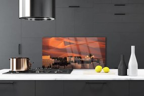 Panel Szklany do Kuchni Sylwetka Nowoczesnego Miasta