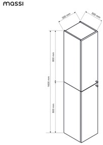 Szafka łazienkowa słupek wiszący biały ryflowany front 30 x 30 x 160 cm UMBRIA White