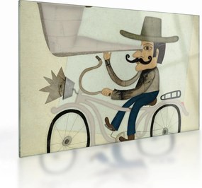 Obraz na szkle - Astronom na rowerze (70x50 cm)
