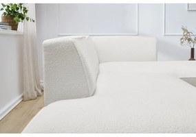 Biały narożnik modułowy z materiału bouclé (prawostronny/w kształcie litery L) Megeve – Bobochic Paris