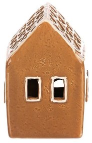 Ozdoby świąteczne Domek piernikowy II zoświetleniem LED, ceramika, 9 cm