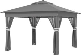 Outsunny Pawilon ogrodowy Z regulacją wysokości Z oświetleniem LED na energię słoneczną Składany 336 x 336 x 270 cm można zdalnie sterować | Aosom PL