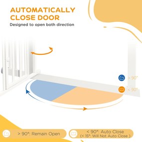 PawHut Bramka dla psów, podwójne ryglowanie, samoczynnie zamykane drzwi, 104 cm wysokości, stal, biały