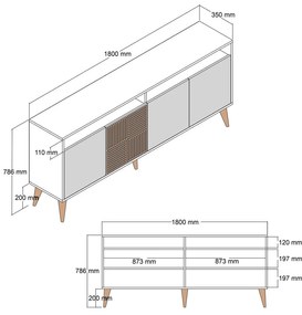 Antracytowa niska komoda w dekorze orzecha 180x79 cm Milan – Kalune Design