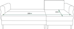 Rozkładana narożna sofa SILVIANO 230x140 cm, szara, uniwersalna