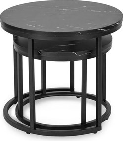 Zestaw Stolików Kawowych MAURO 43 cm/53 cm Czarny Marmur Nowoczesny Glamour