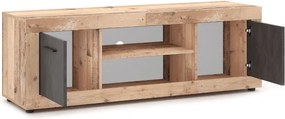Szafka RTV BLAGO 140 cm Surowy Dąb/Grafit Dwudrzwiowa do Salonu Loft