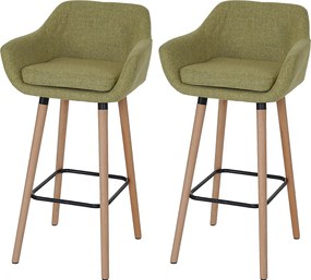 Stołek barowy Vaasa T381 (zestaw 2 szt.),  tekstylny, jasnozielony