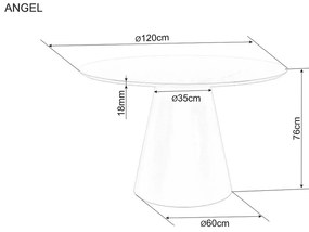 Okrągły stół jadalniany ANGEL 120x120 cm, dekor dąb