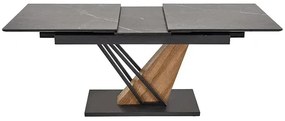 Stół rozkładany VOLANT 140(180)x90 czarny marmur/dąb złoty HALMAR