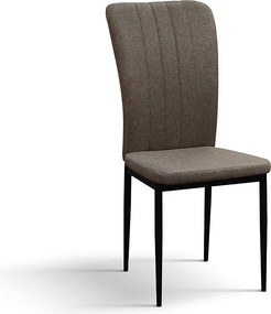 Zestaw 6 brązowych krzeseł z tkaniny i czarnych metalowych nóg - AMSTERDAM