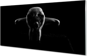 Panel szklany do Kuchni Czarno-Biały Portret Kobiety