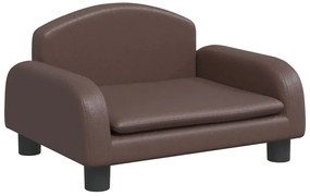 Brązowa sofa dla chłopca ze sztucznej skóry - Hreida 3X