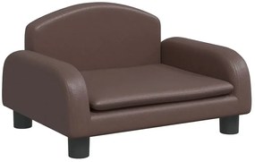 Brązowa sofa dla chłopca ze sztucznej skóry - Velira 3X