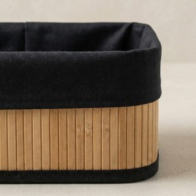 Zestaw 3 koszyków bambusowych z wkładem materiałowym, 30 x 20 x 13 cm