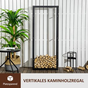 Stojak na drewno kominkowe HOMCOM dla wnętrz i eksteriorów, Metal, 60 x 25 x 150 cm