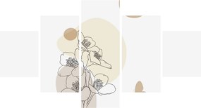 Obraz - Beżowe kwiaty z motylem N⁰4 (125x70 cm)