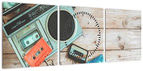 Obraz - Radio retro (z zegarem) (90x30 cm)
