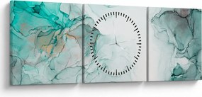 Obraz - Atramentowa abstraakcja 2 (z zegarem) (90x30 cm)