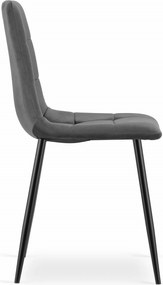 PROMOCJA Ciemnoszare aksamitne krzesło KARA z czarnymi nogami II. jakość