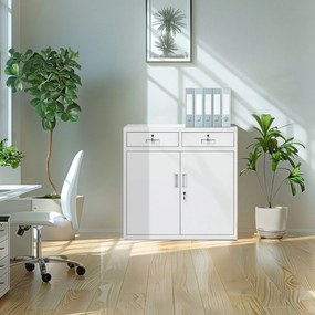 Szafka biurowa z szufladami i drzwiami Lena 90x40x90 cm szara