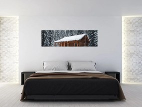 Obraz - Pokryta śniegiem chata (170x50 cm)