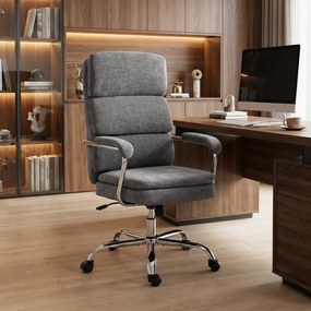 HOMCOM Krzesło do Home Office, regulowane wysokościowo, obrotowe 360° krzesło biurowe do pracy w domu, szare | Aosom PL
