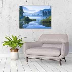 Obraz na szkle górskiego jeziora (70x50 cm)