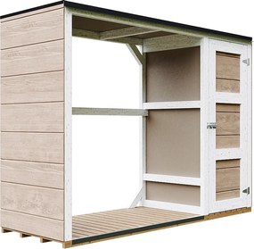 Zewnętrzny schowek na drewno opałowe - 75 x 217 x H159 cm - 1,09+0.53 m² - schowek na drewno i narzędzia - M981-TERRA BROWN