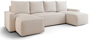 Kremowy rozkładany narożnik U z funkcją spania - Meltix 3X