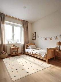Dywan dziecięcy Adventures – Zabawne kolorowe kropki na kremowym tle 160 cm x 235 cm Atest Oeko-Tex
