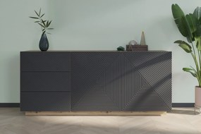 Komoda Asha 167 cm dwudrzwiowa z szufladami - artisan / rivier stone mat