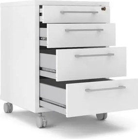 Kontenerek 4-szufladowy na kółkach Prima 4 biały