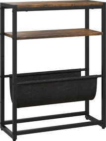 HOMCOM Stolik boczny, stolik kawowy z 3-stopniowymi półkami, półka na czasopisma w kształcie V 43 x 18 x 56 cm, rustykalny brąz | Aosom PL