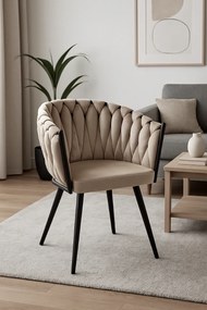 Krzesło ROSA plecione tkanina Welur noga metalowa