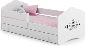 Łóżko dziecięce FALA 140x70 cm białe z szufladą, materacem, barierką zabezpieczającą i stelażem z listew