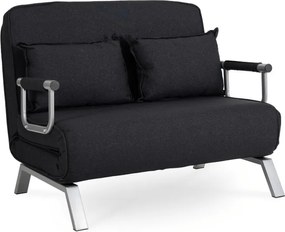 Fotel Rozkładany Dwuosobowy BART 2 Wypoczynkowy Czarny do Spania Leżanka Nowoczesny