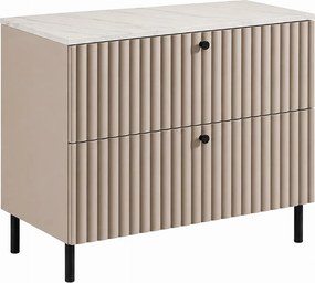 Szafka łazienkowa stojąca z blatem 80, kaszmir + blat z efektem marmuru Bianco, uchwyty w trzech kolorach, nogi czarne, 80 x 46 x 73,6 cm