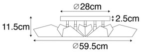 Designerska lampa sufitowa czarna ze złotym 5-punktowym światłem - SinemDesignerski Oswietlenie wewnetrzne