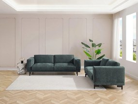 Kanapy  3-osobowa i 2-osobowa z zielonej tkaniny szenilowej DEMBOLA