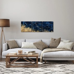 Obraz - Ciemnoniebieski marmur (z zegarem) (90x30 cm)