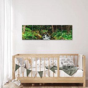 Obraz strumienia w lesie (170x50 cm)