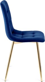 Krzesło Tapicerowane do Salonu YORK Granatowe Welurowe Nowoczesne Glamour