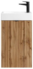 Szafka pod umywalkę ryflowana naturalna jasna z dwustronnymi drzwiczkami - wys. 60 x szer. 40 x gł. 22 cm - VAHIRA