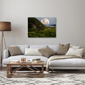 Obraz na szkle - krajobraz z księżycem (70x50 cm)