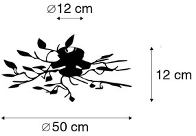 W stylu vintage lampa sufitowa czarna ze złotem 50 cm 3-światła - Foglie klasyczny/Antyczny Oswietlenie wewnetrzne